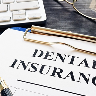 Dental insurance form on a table
