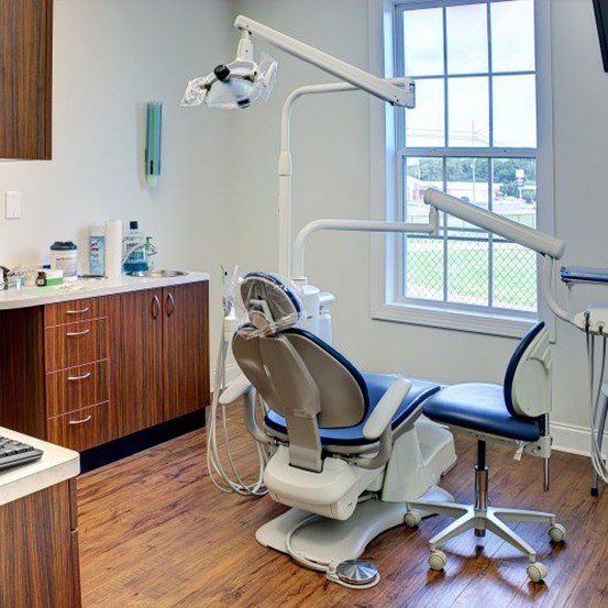 Treatment chair at dentist’s office