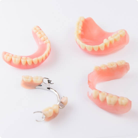 Four types of dentures and partials