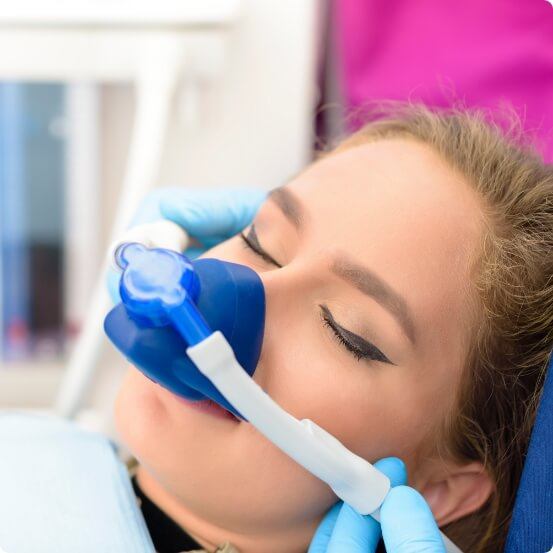 Dental patient receiving nitrous oxide dental sedation