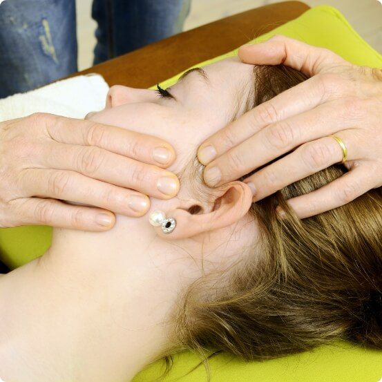 Dentist examining dental patient before crafting and occlusal splint